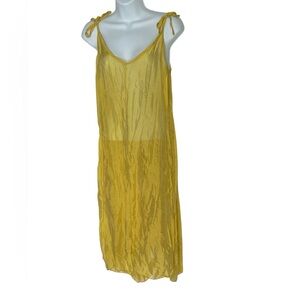 DINA ZANELLI Women's Sz Sm Italian Silk Blend Swim Coverup Dress Yellow Beachy